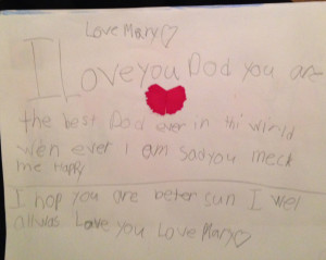 Edwards' six-year old daughter Mary this letter for him