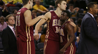 The Elon Phoenix men's basketball team fell to the William & Mary Tribe 72-59 in the second round of the CAA Basketball Tournament at Royal Farms Arena in Baltimore, M.D. on Saturday, March 7, 2015. (Al Drago/ELN)