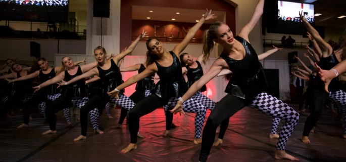 Elon University's fraternities and sororities take part in the annual Greek Week Dance competition. (Daniel MacLaury/ELN)